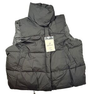 QIESANI Womens XL Puffer Vest Black High Neck Sleeveless Padded Jacket